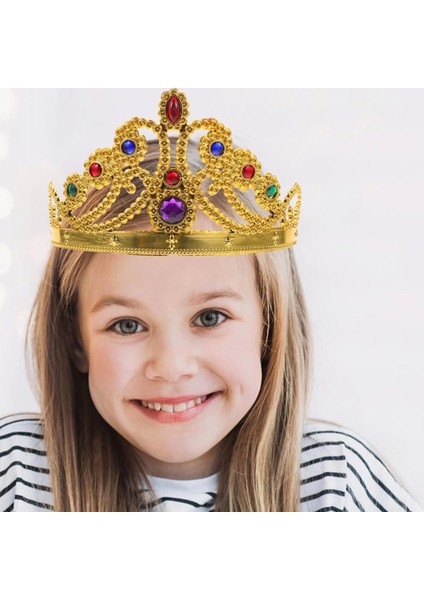 Altın Renk Plastik Prenses Tacı Kraliçe Tacı 60 cm - Lisinya