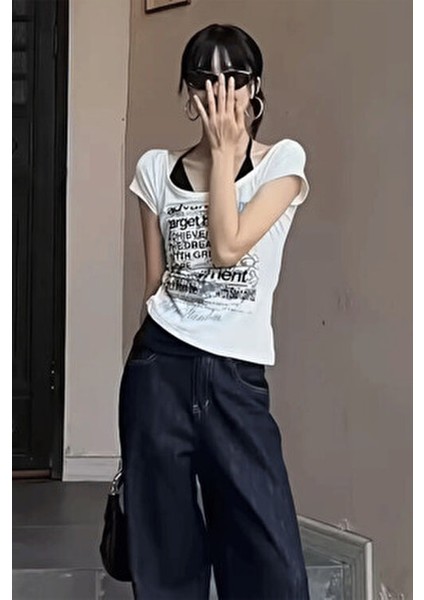 Kadın Bluz Pamuklu Madonna Yaka Kısa Kollu Crop Model Günlük Tarz Beyaz fiyatları