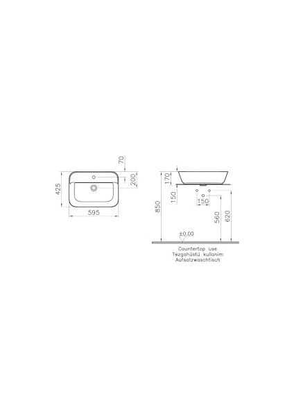 Geo 7426B003-0001 Dikdörtgen Çanak Lavabo, 60 Cm, Beyaz modelleri