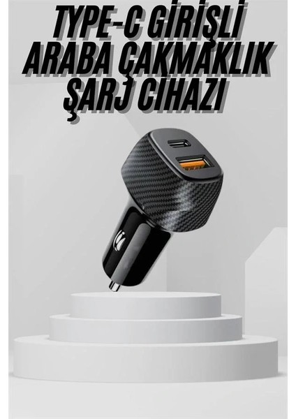 Araç Içi Şarj Cihazı 38W Güç Kapasiteli Type-C Girişli Araba Çakmaklık fiyatları