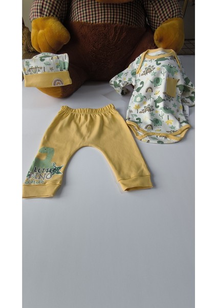 Erkek-Kız Bebek Omuz Genişletmeli Çıtçıtlı Body Pijama Bere Takımı, %100 Pamuk , Modern Tasarım fiyatları