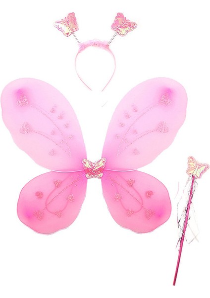 Toz Pembe Renk Kelebek Kanadı Tacı ve Sopası 50x37 cm indirimleri