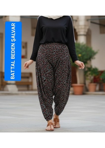 Kadın Bayan Battal Büyük Beden Jarse Kumaş Bel Lastikli Sağ Yan Tek Gizli Fermuarlı Cepli Eşofman Altı Şalvar Bol Rahat Kalıp 80 Ile 120 Kiloğrama Kadar Olur Standart Beden