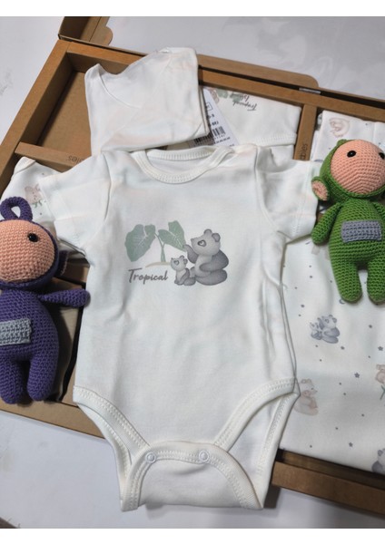 Kız-Erkek Yeni Doğan Hastane Çıkışı % 100 Organik Pamuk Kutulu 10'lu Full Takım Koala modelleri