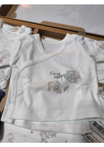 Kız-Erkek Yeni Doğan Hastane Çıkışı % 100 Organik Pamuk Kutulu 10'lu Full Takım Koala