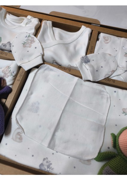 Kız-Erkek Yeni Doğan Hastane Çıkışı % 100 Organik Pamuk Kutulu 10'lu Full Takım Koala
