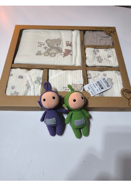 Kız-Erkek Yeni Doğan Hastane Çıkışı % 100 Organik Pamuk Kutulu 10'lu Full Takım Ayıcıklı fiyatları