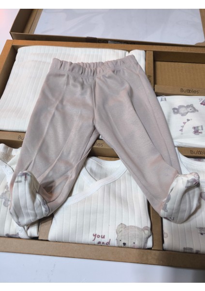 Kız-Erkek Yeni Doğan Hastane Çıkışı % 100 Organik Pamuk Kutulu 10'lu Full Takım Ayıcıklı indirimleri