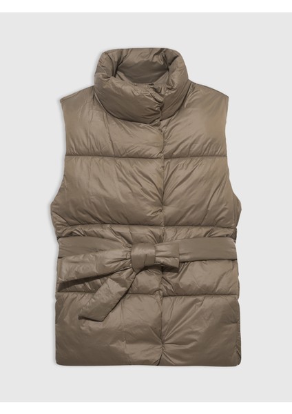 Kadın Yeşil Puffer Şişme Relaxed Yelek