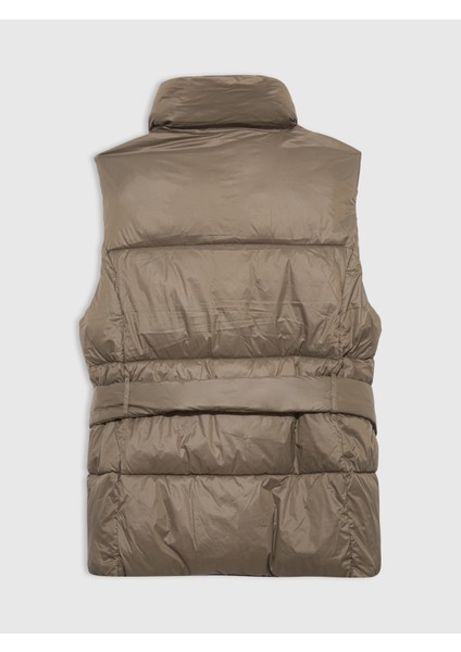 Kadın Yeşil Puffer Şişme Relaxed Yelek modelleri