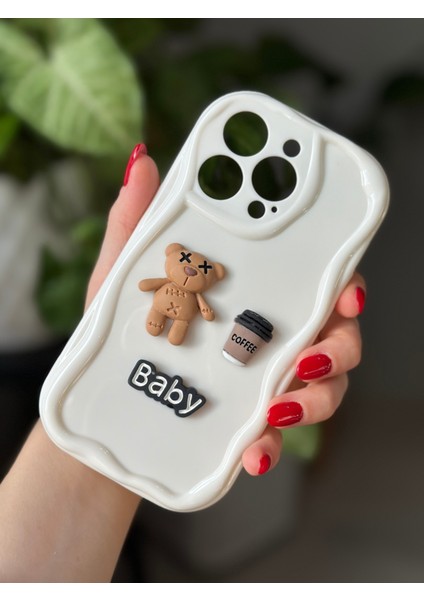 Iphone 14 Promax Uyumlu 3D Ayıcık Krem Baby Tasarımlı Oyuncaklı Silikon Kılıf fiyatları