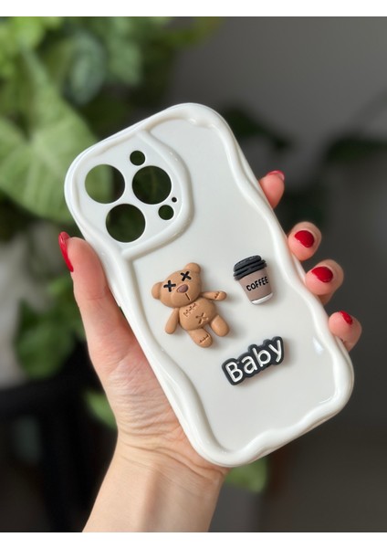 Iphone 14 Promax Uyumlu 3D Ayıcık Krem Baby Tasarımlı Oyuncaklı Silikon Kılıf modelleri