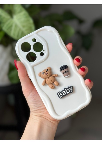 Iphone 14 Promax Uyumlu 3D Ayıcık Krem Baby Tasarımlı Oyuncaklı Silikon Kılıf fırsatları
