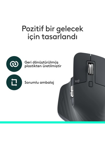 Mx Master 3s Bluetooth Edition Performans 8000 Dpı Optik Sensörlü Sessiz Kablosuz Mouse, Siyah fiyatları