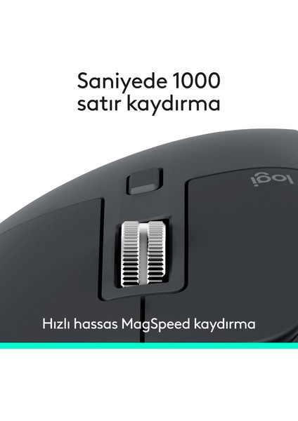 Mx Master 3s Bluetooth Edition Performans 8000 Dpı Optik Sensörlü Sessiz Kablosuz Mouse, Siyah