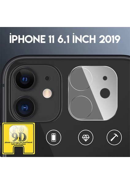iPhone 11 6.1 Full Tempered Kamera Koruyucu Kırılmaz CAM-(1903) - FKU7416-5343