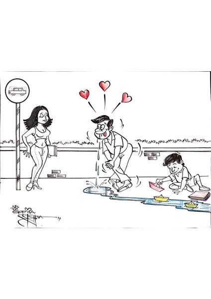 Vendra Gopalaksrishna 29X21CM Orijinal Karikatür Tablo modelleri