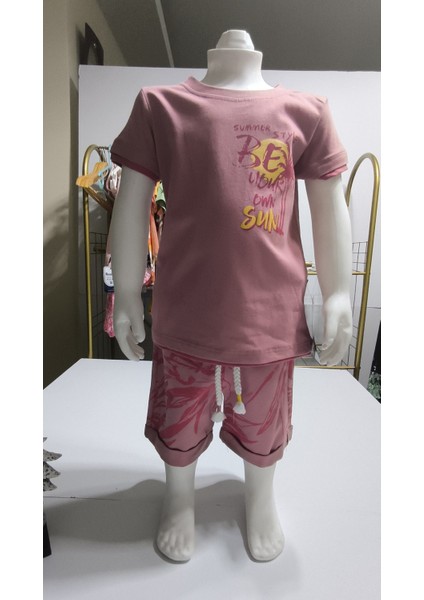 Çocuk Unisex Kız Erkek Şortlu Alt Üst Takım Kreş %100 Pamuk Rahat Tarz Tasarım Premium, Mercan fiyatları