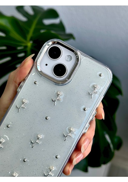 Apple Iphone 13 - 14 - 15 Uyumlu Şeffaf Mini Gül Epoksili Telefon Kılıfı fiyatları