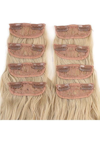 Fiber Sentetik Kabarık Dalgalı 8 Parça Çıt Çıt - Kumral Beyaz Platin Röfleli modelleri