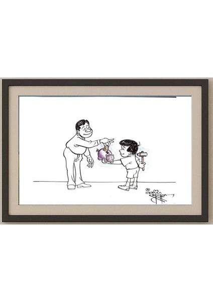 Vendra Gopalaksrishna 29X21CM Orijinal Karikatür Tablo