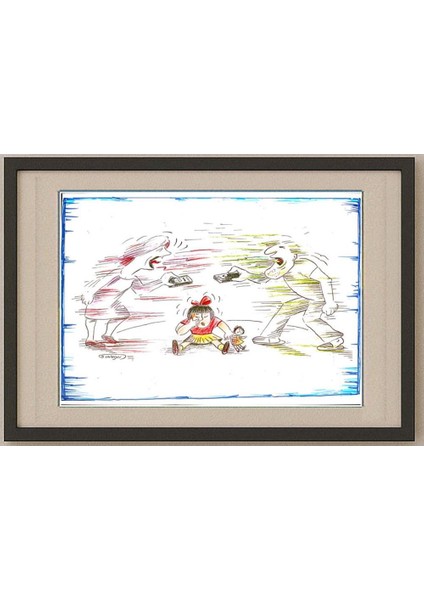 Wolfgang Schlegel 29X21CM Orijinal Karikatür Tablo