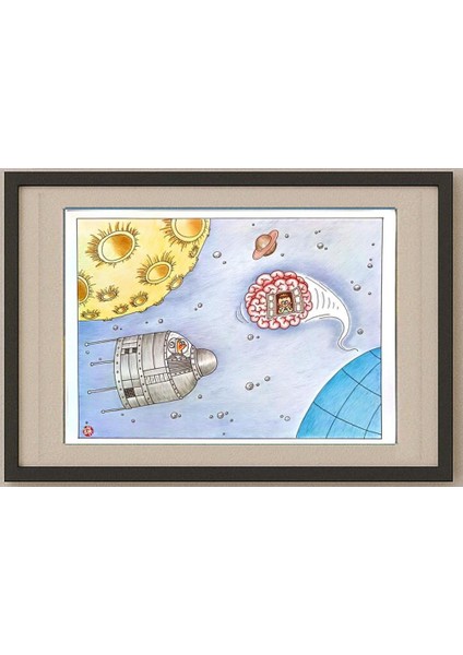 Huang Kun 29X21CM Orijinal Karikatür Tablo