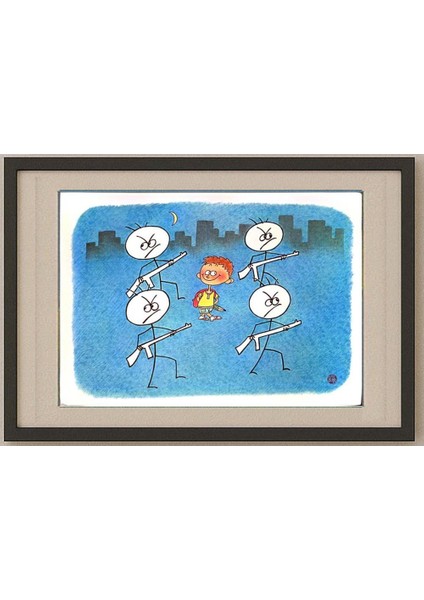 Huang Kun 29X21CM Orijinal Karikatür Tablo