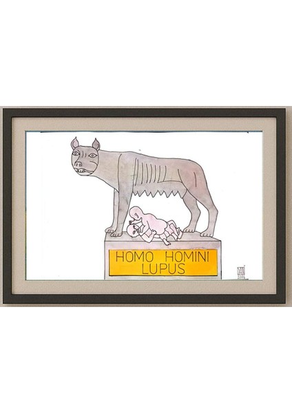 Mihai Dinulescu 29X21CM Orijinal Karikatür Tablo