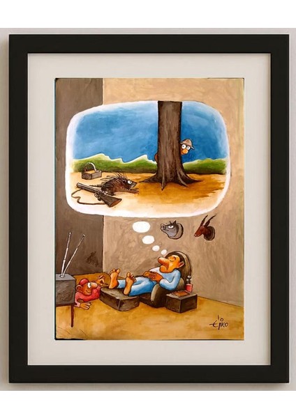 Erico Junqueira Ayres 29X21CM Orijinal Karikatür Tablo