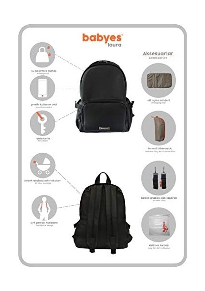 Laura Babyes Bebek Bakım Çantası (Siyah)