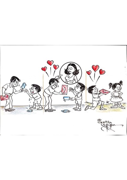 Vendra Gopalaksrishna 29X21CM Orijinal Karikatür Tablo modelleri