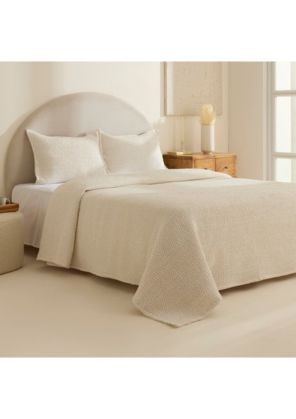 Linda Çift Kişilik Yatak Örtüsü Bej