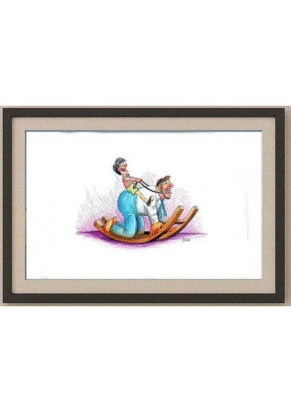 Peter Puszta 43x30cm Orijinal Karikatür Tablo