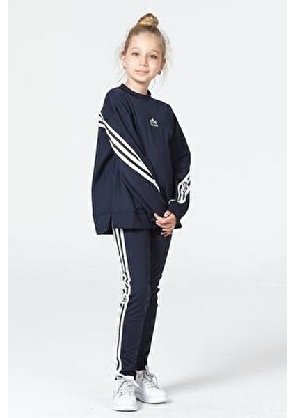 Kız Çocuk Oversize Tayt-Sweat Takımı Salaş Yırtmaçlı Tasarım 10-11 Yaş