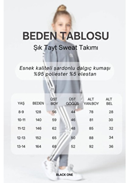 Kız Çocuk Oversize Tayt-Sweat Takımı Salaş Yırtmaçlı Tasarım 10-11 Yaş
