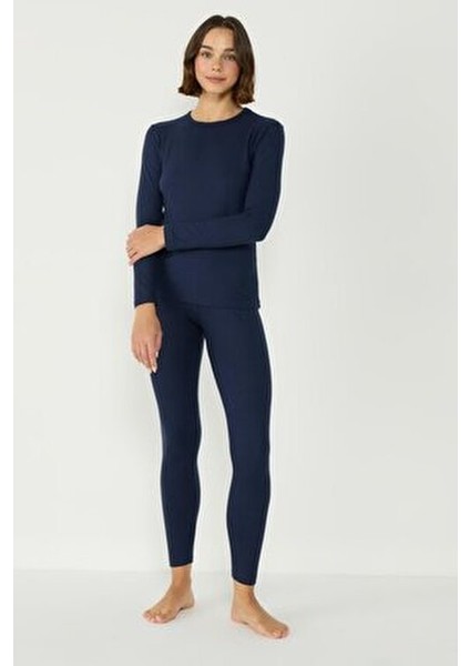 Kadın Uzun Kol Termal Takım Lacivert Renkli Rahat Kullanım İçin