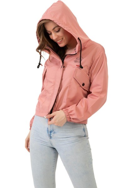 Kadın Su Geçirmez ve Rüzgara Dayanıklı Kapüşonlu Çıt Çıtlı Mevsimlik Yağmurluk modelleri