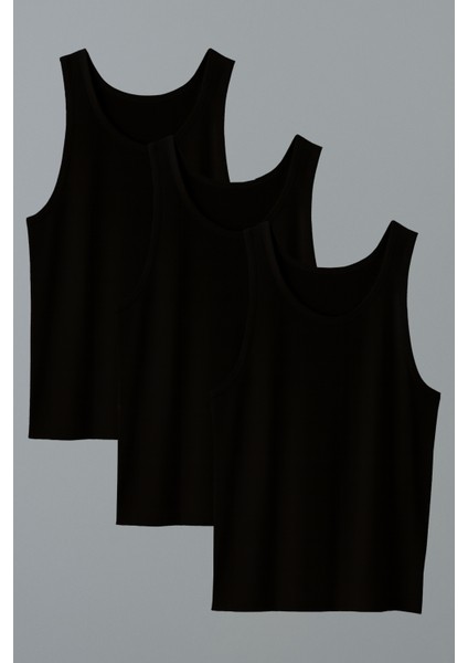 3'lü Paket Pamuklu Ribana Kalın Askılı Erkek Atlet | Siyah K0113 fiyatları