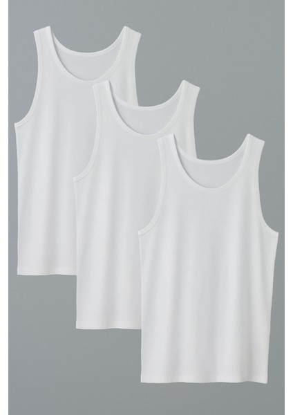 3'lü Paket Pamuklu Ribana Kalın Askılı Erkek Atlet | Beyaz K0113 fiyatları