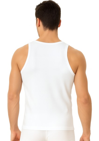 3'lü Paket Pamuklu Ribana Kalın Askılı Erkek Atlet | Beyaz K0113 modelleri