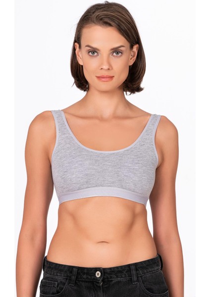 Kadın Düz Sporcu Sütyen – Esnek Rahat Form | Gri 5016