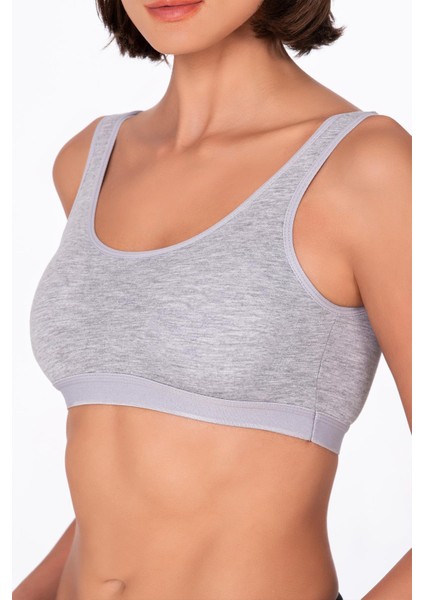 Kadın Düz Sporcu Sütyen – Esnek Rahat Form | Gri 5016 fırsatları