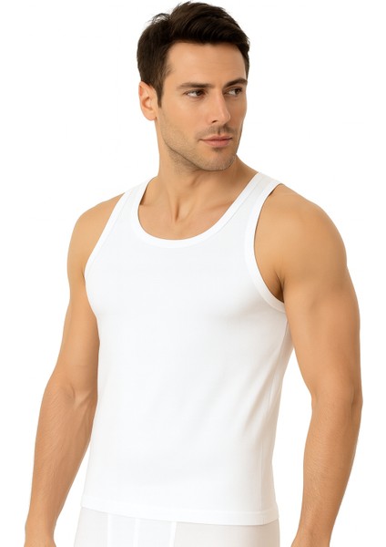 3'lü Paket Pamuklu Ribana Kalın Askılı Erkek Atlet | Beyaz K0113 fırsatları