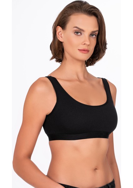Kadın Pamuklu Kaşkorse Sporcu Sütyen | Siyah 5044 modelleri