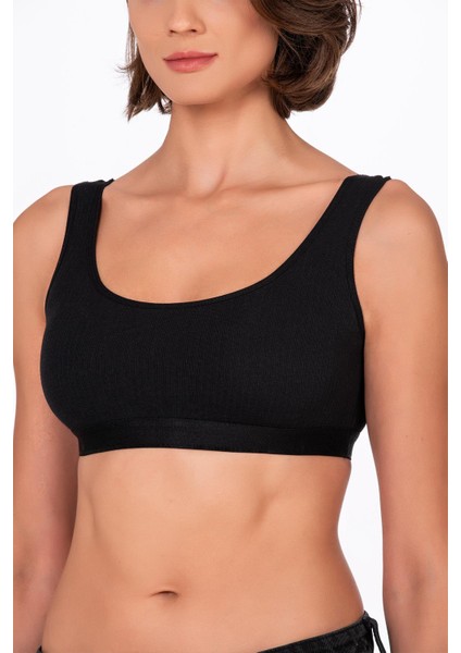 Kadın Pamuklu Kaşkorse Sporcu Sütyen | Siyah 5044 fırsatları