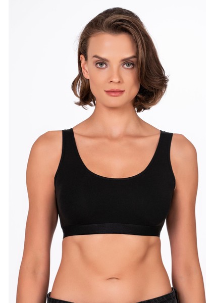 Kadın Düz Sporcu Sütyen – Esnek Rahat Form | Siyah 5016