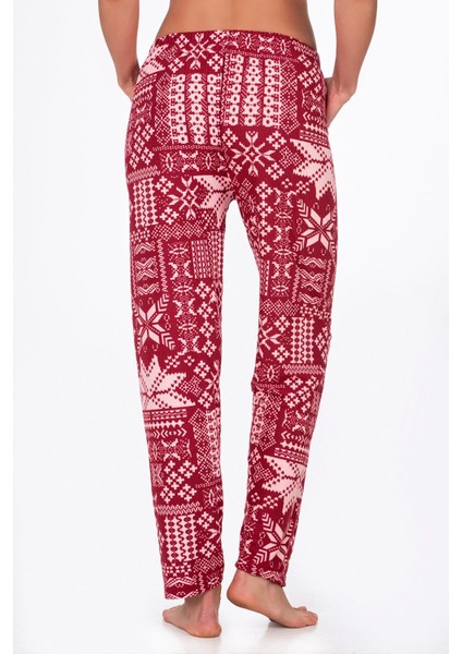 Kadın Süet Kış Desenli Pijama Tek Alt modelleri