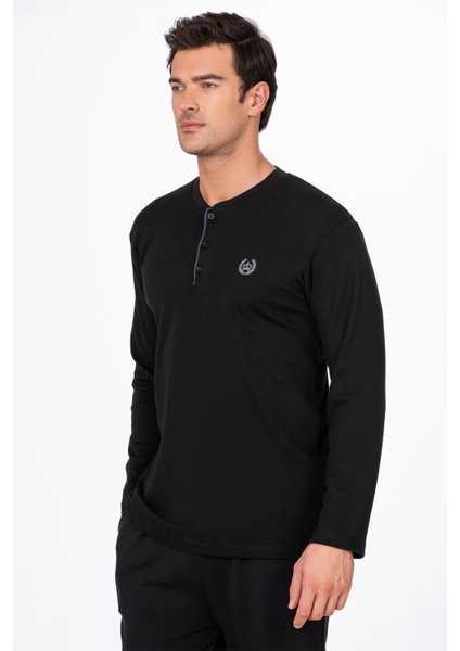 Erkek Interlok Pamuklu Pijama Takımı | Siyah 030 modelleri