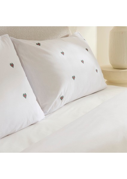 Amour Mio %100 Pamuk Çift Kişilik Nakışlı Nevresim Takımı Beyaz modelleri